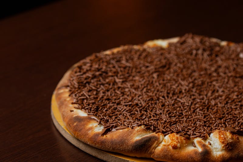 Nutella pizza dessert with toppings